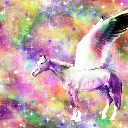 宇宙を駆けるペガサス アクリル原画アート ポーリングアート