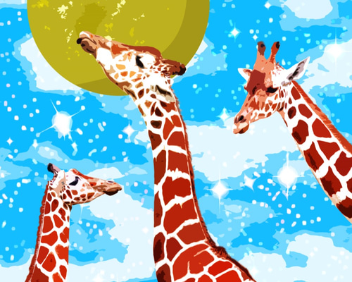 カラフルなクレパス画 キリンのシルエット カラフルなクレパス画 キリンのシルエット Amazon｜インテリア