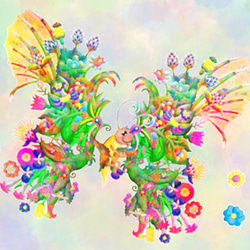 虹色世界 A4 絵画 ヒロシ・ド・クレヨン 通販 1821608｜Creema