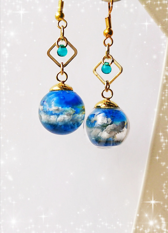 ☁️ガラスの中の青空☁️ピアス/イヤリング 2枚目の画像