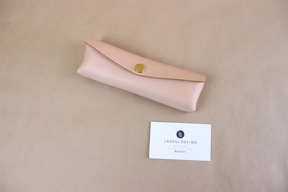 JAPAN LANSUI DESIGN 名入れ対応 ヌメ革手作り手縫いペンケース 2枚目の画像