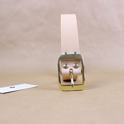 JAPAN LANSUI DESIGN 名入れ対応 ヌメ革手作り 真鍮バクッル　厚み3～4MM　経年変化ベルト 4枚目の画像