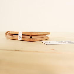 JAPAN LANSUI DESIGN 名入れ対応 ヌメ革手作り手縫い 二つ折り財布 コイン入れ付き横 6枚目の画像