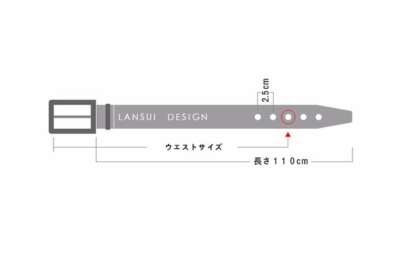 JAPAN LANSUI DESIGN 名入れ対応 ヌメ革手作り ステンレス製バクッル 9枚目の画像