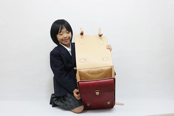 JAPAN LANSUI DESIGN 名入れ対応 ヌメ革手作り クッション付きランドセル！通勤通学 10枚目の画像