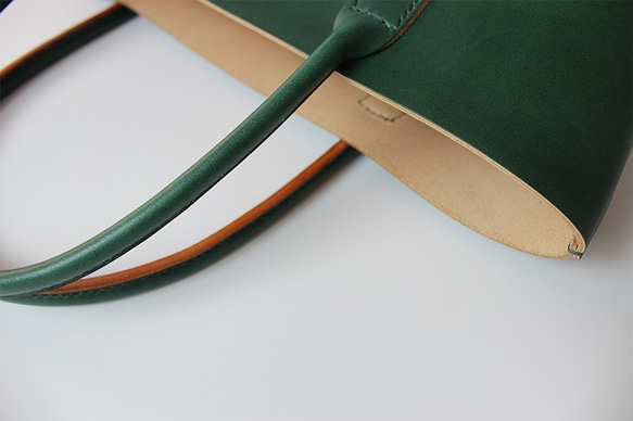 JAPAN LANSUI DESIGN 名入れ対応 ヌメ革手作り手縫い トートバッグ 5枚目の画像