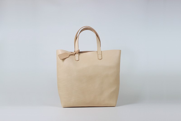 JAPAN LANSUI DESIGN 名入れ対応 ヌメ革手作り手縫い BIGトートバッグ 1枚目の画像