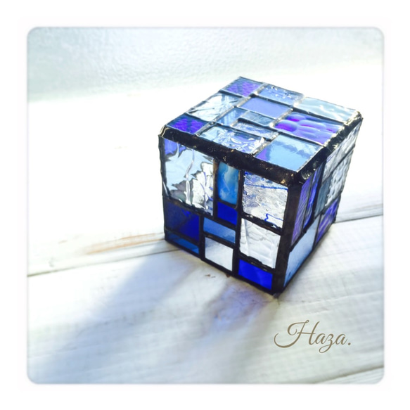 再販《Blue》CUBE holder✴︎stained glass 2枚目の画像