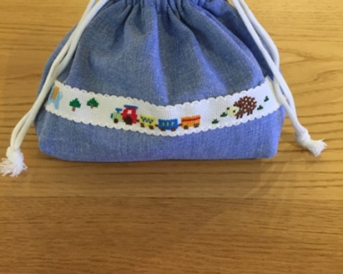 S (*・ω・)ノ　手刺繍　体操着袋　お弁当袋　スカラップティッシュケース S (*・ω・)ノ 手刺繍 体操着袋 お弁当袋 スカラップティッシュ