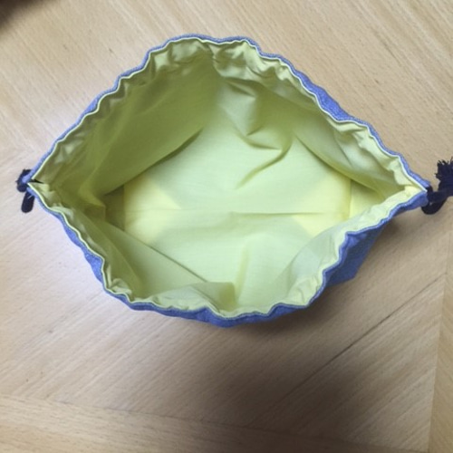 S (*・ω・)ノ　手刺繍　体操着袋　お弁当袋　スカラップティッシュケース お弁当袋・巾着袋 【Embroidery Flower Check pink】サイズ