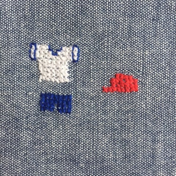 取っ手の持ち手つき：巾着★二本紐＊クロスステッチ刺繍／＊入園入学・通園通学＊／ 3枚目の画像