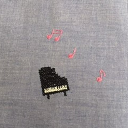 レッスンバッグ　音楽＊クロスステッチ刺繍 4枚目の画像