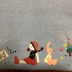 １点限定★可愛いパッチワーク刺繍のレッスンバッグ 2枚目の画像