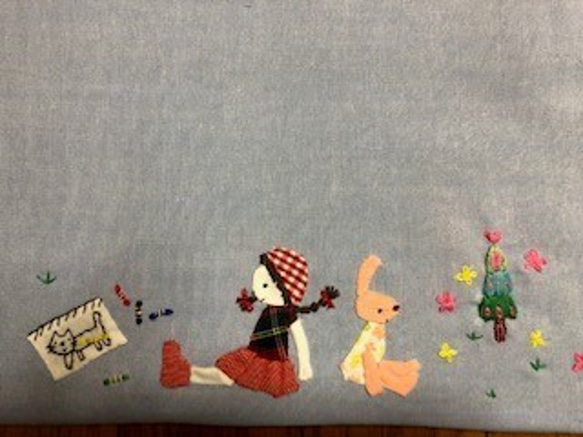 １点限定★可愛いパッチワーク刺繍のレッスンバッグ 2枚目の画像