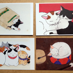 4 Postcards Set of Sleeping Cats 4張閃亮的貓明信片一套 第1張的照片