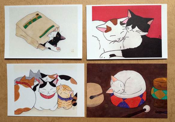 4 Postcards Set of Sleeping Cats 4張閃亮的貓明信片一套 第1張的照片