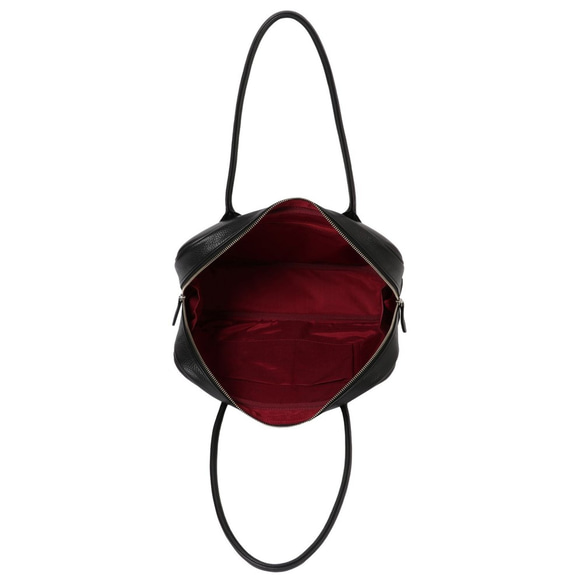 【日本製造，義大利皮革】人氣方形波士頓包，可裝A4尺寸文件，採用真牛皮製成，輕盈柔軟，黑色 第4張的照片