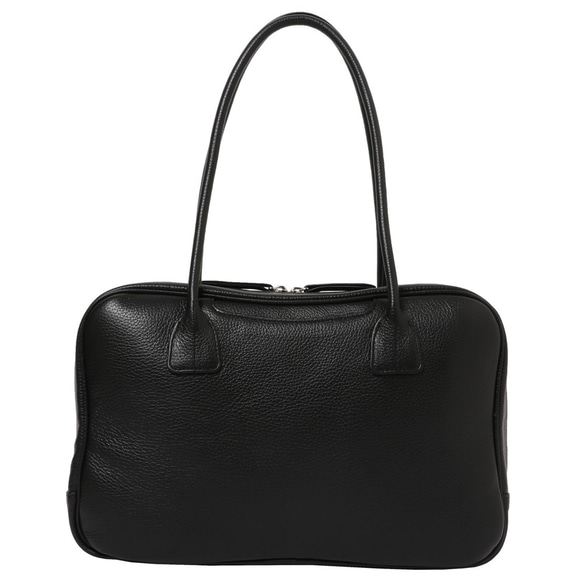 【日本製造，義大利皮革】人氣方形波士頓包，可裝A4尺寸文件，採用真牛皮製成，輕盈柔軟，黑色 第5張的照片