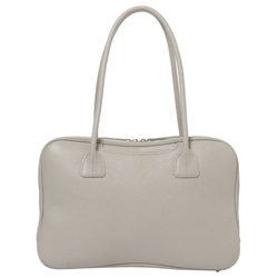 【日本製造，義大利皮革】人氣方形波士頓包，可裝A4尺寸紙張，全牛皮材質，輕盈柔軟的收縮皮革，淺灰色 第5張的照片