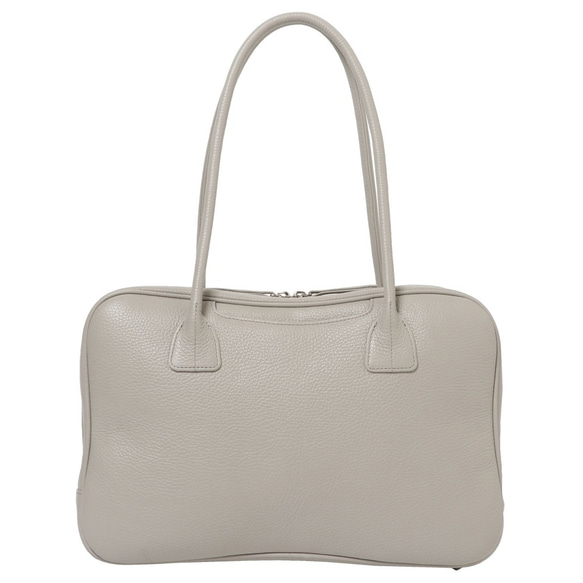 【日本製造，義大利皮革】人氣方形波士頓包，可裝A4尺寸紙張，全牛皮材質，輕盈柔軟的收縮皮革，淺灰色 第5張的照片