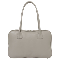 【日本製造，義大利皮革】人氣方形波士頓包，可裝A4尺寸紙張，全牛皮材質，輕盈柔軟的收縮皮革，淺灰色 第6張的照片