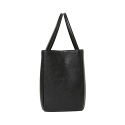 【イタリア革 日本製】A4ファイル対応 オール牛革 ソフトシュリンクレザー 広マチ トートバッグ 軽量 ブラック 2枚目の画像