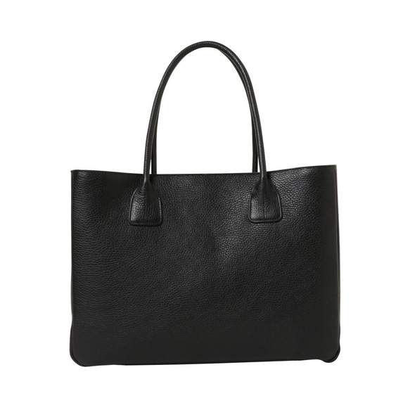 【イタリア革 日本製】A4ファイル対応 オール牛革 ソフトシュリンクレザー 広マチ トートバッグ 軽量 ブラック 5枚目の画像