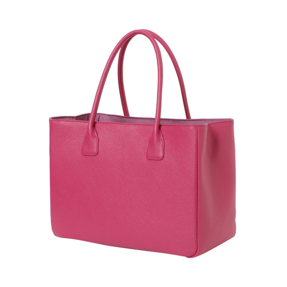 【イタリア革 日本製】A4ファイル対応 オール牛革 ソフトシュリンクレザー 広マチ トートバッグ 軽量 フューシャピンク