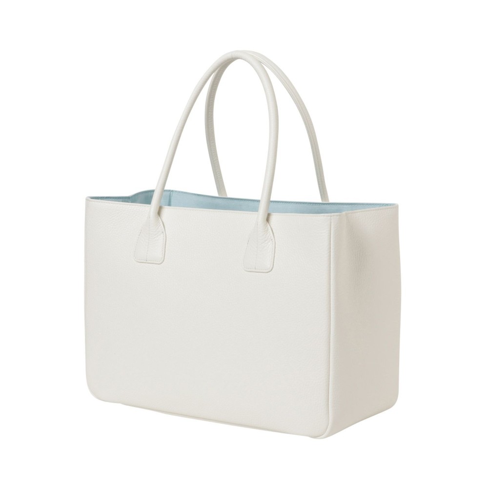 【イタリア革 日本製】A4ファイル対応 オール牛革 ソフトシュリンクレザー 広マチ トートバッグ 軽量 ホワイト