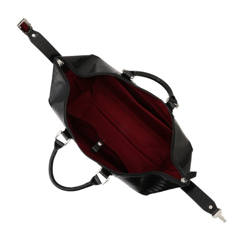 日本製】42cm 箱型ボストン クロコ型 オール牛革 ボストンバッグ