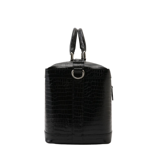 日本製】42cm 箱型ボストン クロコ型 オール牛革 ボストンバッグ