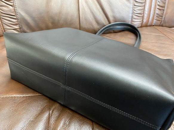 日本製造：「告別肩部僵硬」超輕（約360克）高品質PU皮革手提包，可裝A4文件，黑色 第5張的照片