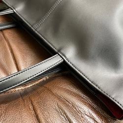 日本製造：「告別肩部僵硬」超輕（約360克）高品質PU皮革手提包，可裝A4文件，黑色 第7張的照片