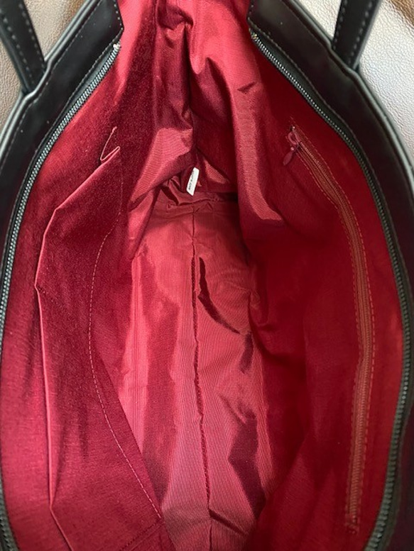 日本製造：「告別肩部僵硬」超輕（約360克）高品質PU皮革手提包，可裝A4文件，黑色 第9張的照片