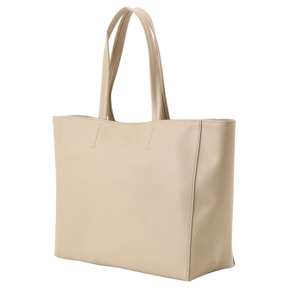 【日本製】上質PUレザー A4ファイルがすっぽり入る 大きなトートバッグ シンプル 超軽量 300g グレージュ