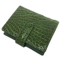 皮衣王真鱷魚皮雙折錢包綠色 第1張的照片
