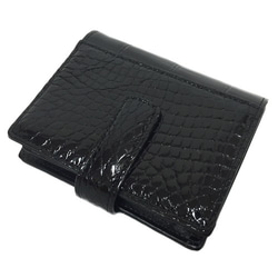 革の王様　本物クロコダイルレザー 二つ折り財布 ブラック 1枚目の画像