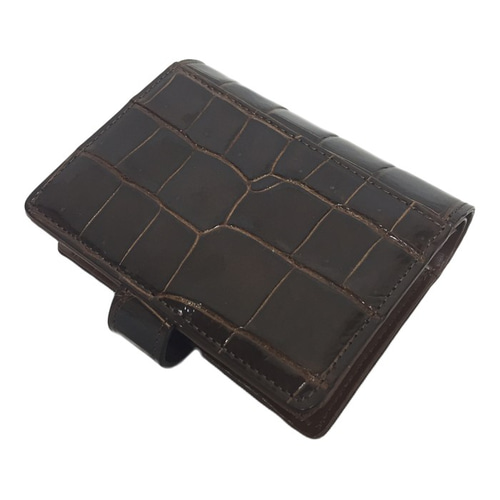 革の王様 本物クロコダイルレザー 二つ折り財布 ブラウン その他ミニ