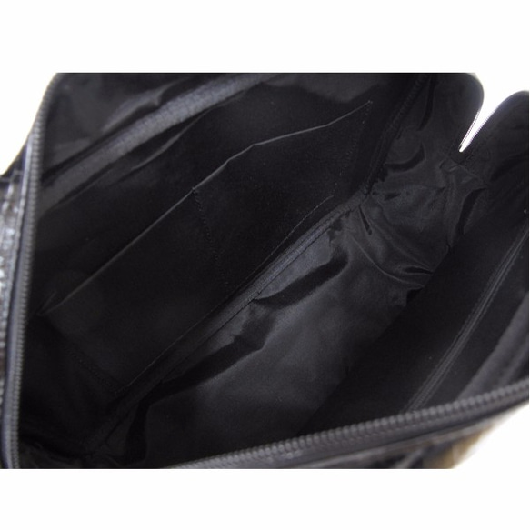 【日本製】人気のスクエアボストン オール牛革 本革バッグ 軽量 クロコ型　ブラック 5枚目の画像