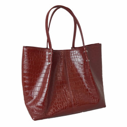 [日本製] 全牛皮鱷魚紋托特包 超輕量 380g 淺棕色 第1張的照片