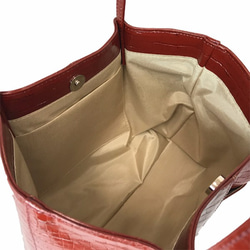 [日本製] 全牛皮鱷魚紋托特包 超輕量 380g 淺棕色 第4張的照片