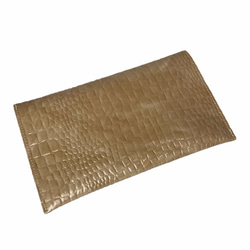 琺瑯扁平收納袋，鱷魚紋PU皮革，非常適合存放護照、存摺等物品。米色 第2張的照片