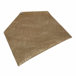 琺瑯扁平收納袋，鱷魚紋PU皮革，非常適合存放護照、存摺等物品。米色 第4張的照片