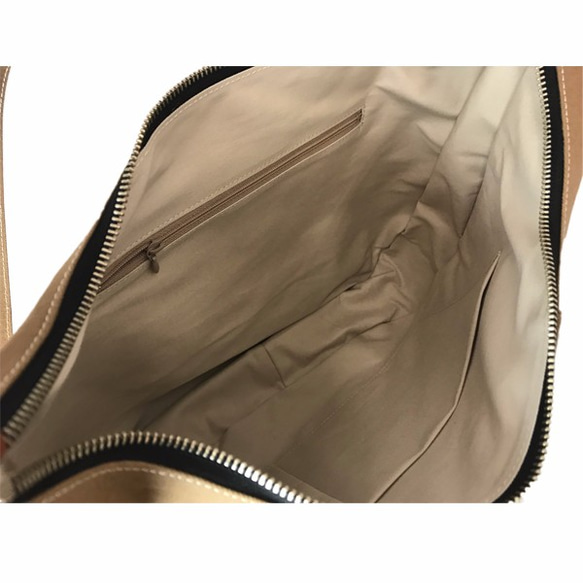 A4相應的超輕約480克耐用的帆布石蠟組合真皮單肩包帆布石蠟康貝駱駝 第3張的照片