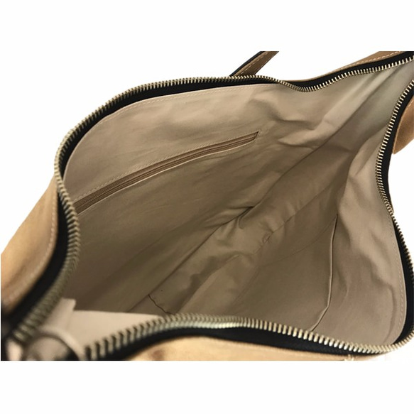 A4対応 超軽量 約480ｇ 丈夫なパラフィン帆布 牛革コンビ ショルダーバッグ パラフィン帆布 ブラックコンビ 3枚目の画像