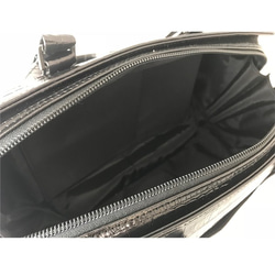 全牛皮真皮包，圓柱形鱷魚紋波士頓包，輕便，真皮，黑色 第3張的照片