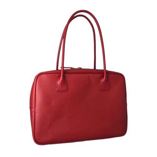 JAS M.B. 赤 レザー ボストンバッグ 日本製】A4対応 人気のスクエアボストン オール牛革 本革バッグ 軽量