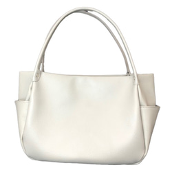 日本製造：全牛皮材質，頂部拉鍊，真皮包，輕便，真皮收縮皮手提包，淺灰色 第1張的照片