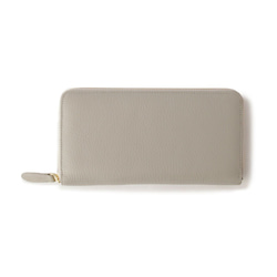 義大利皮革圓形拉鍊長皮夾，縮水皮革，大容量，淺灰色 第1張的照片