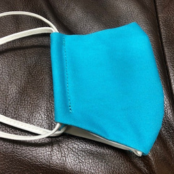 可水洗的三維面罩可調節的耳機線100％棉質的可水洗的三維面罩M水藍色 第2張的照片